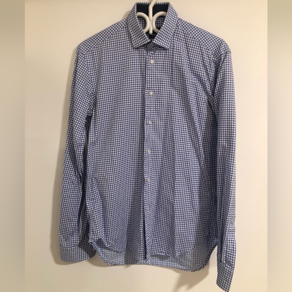Zara Blue Check Dress Shirt - size Medium - Picture 2 of 2